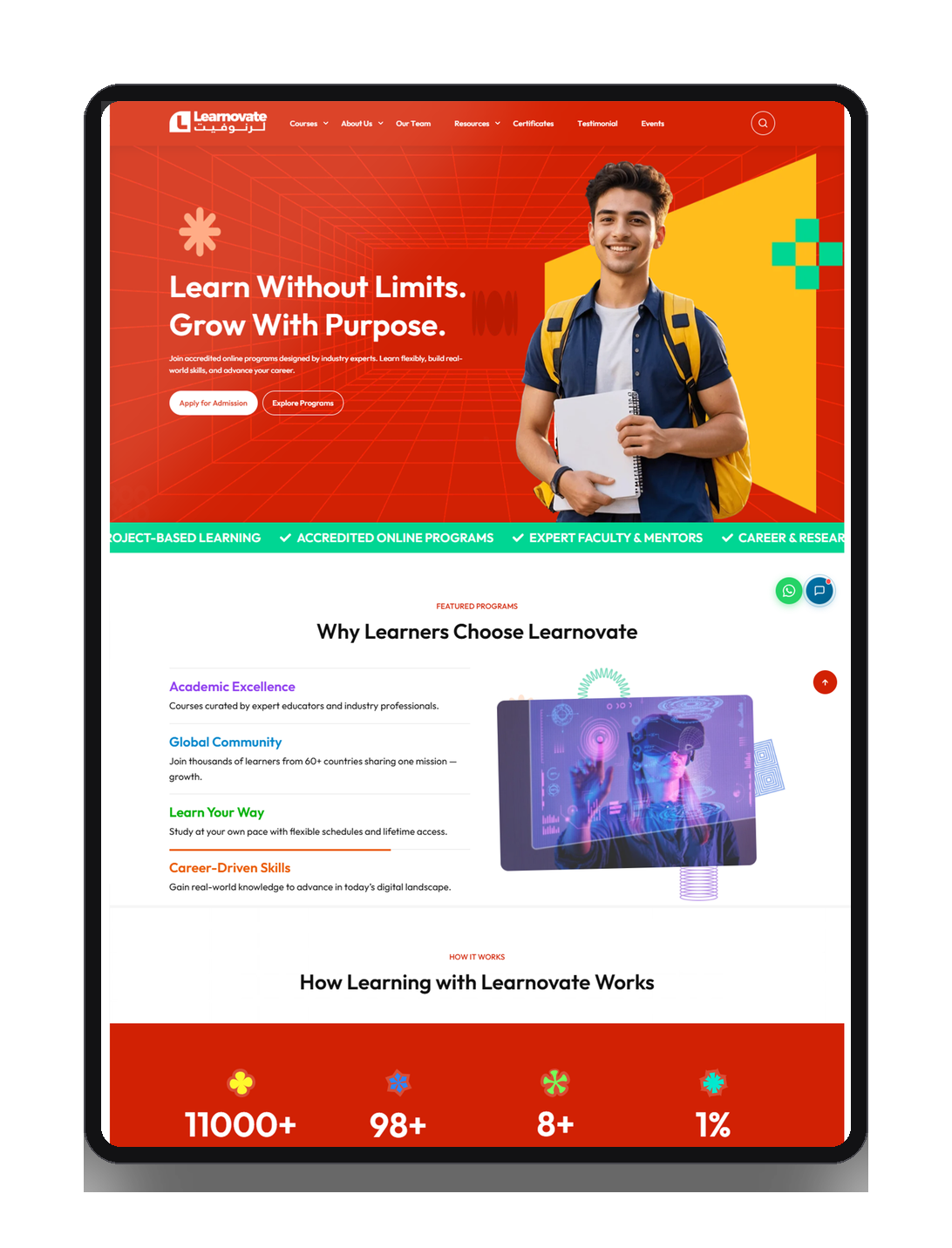 Learnovate Qatar — desktop