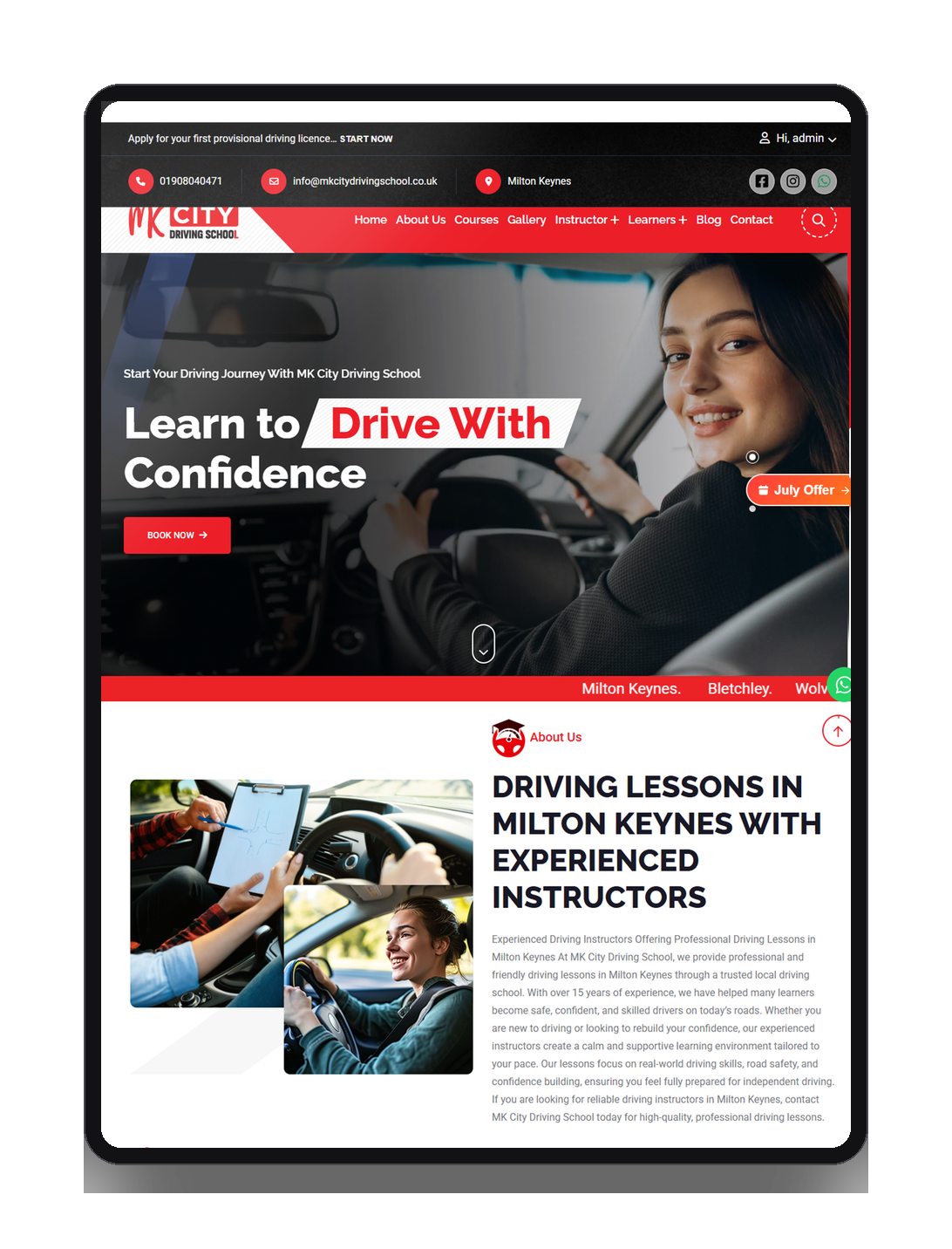 MK City Driving School — desktop